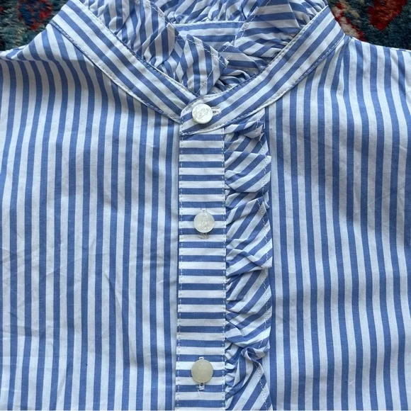 Adorable Classic Prep Ruffle Front Button Down Top "Ginny" Size 12 New with Tags - Picture 2 of 7